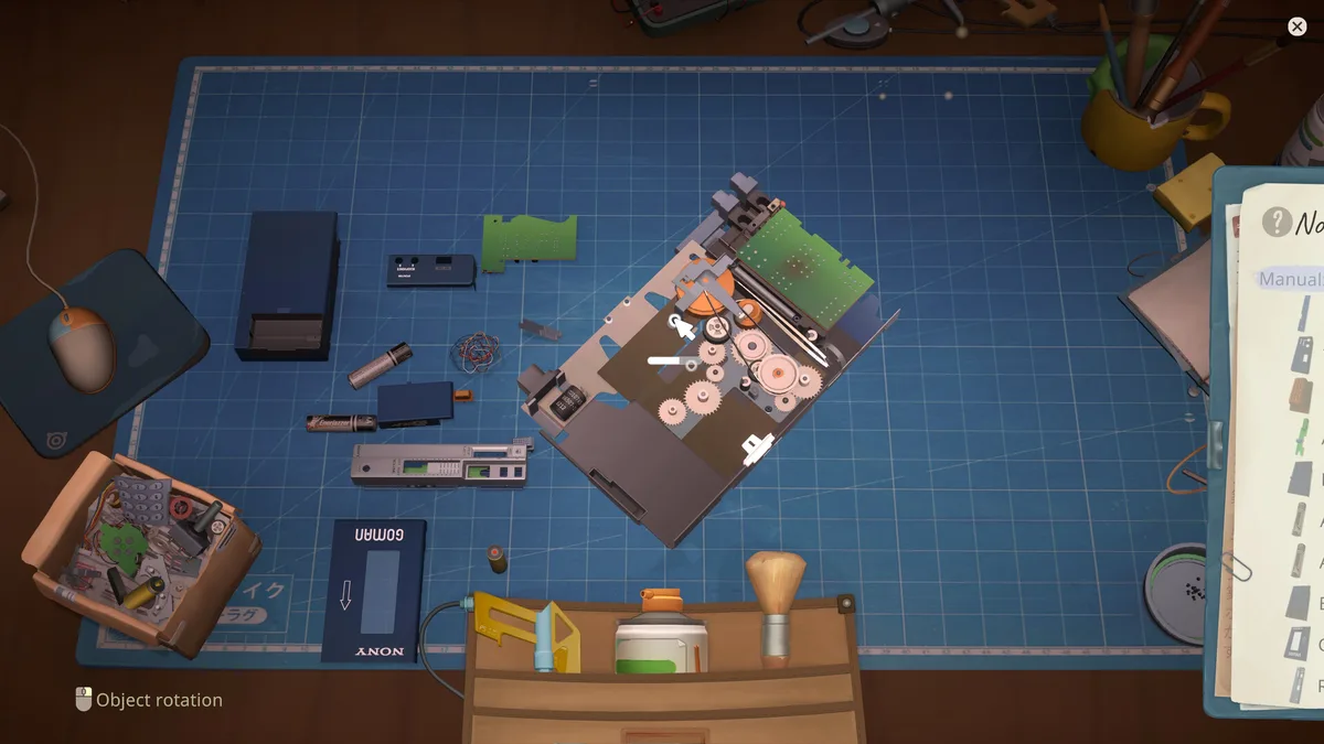 ReStory device repair view with the case and internal parts separated